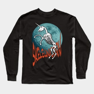 SkeleUnicorn Halloween Skeleton Design Long Sleeve T-Shirt